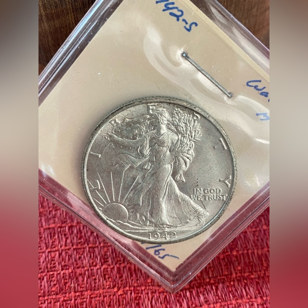 1942-S Walking Liberty Half Dollar Coin - Picture 12 of 16